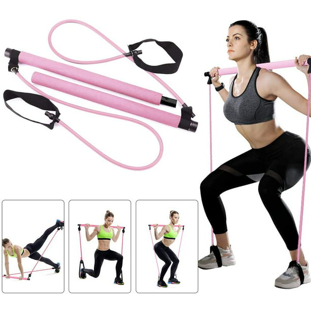 Portable Pilates Bar Kit with Resistance Band Yoga Exercise Pilates Bar with Foot Loop Toning Bar Yoga Pilates for Yoga 